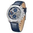 Police Quartz Multifunction Grey Dial Blue Leather Strap Watch For Men - image number 1