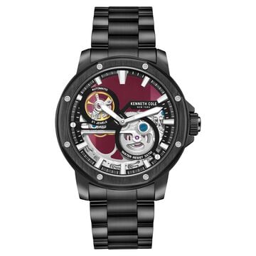 Kenneth Cole Automatic Red Dial Stainless Steel Strap Watch for Men