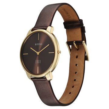 Edge Velora Quartz Analog Brown Dial Two Toned Leather Strap Watch For Women