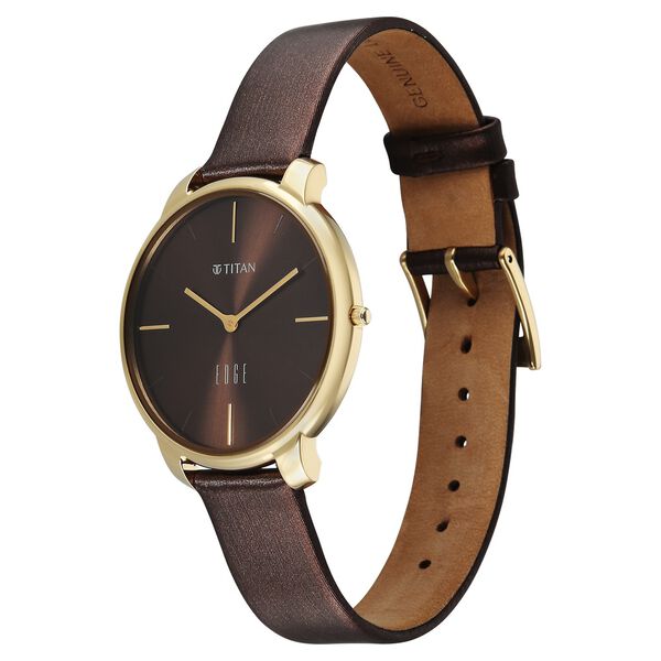 Edge Velora Quartz Analog Brown Dial Two Toned Leather Strap Watch For Women - image number 2