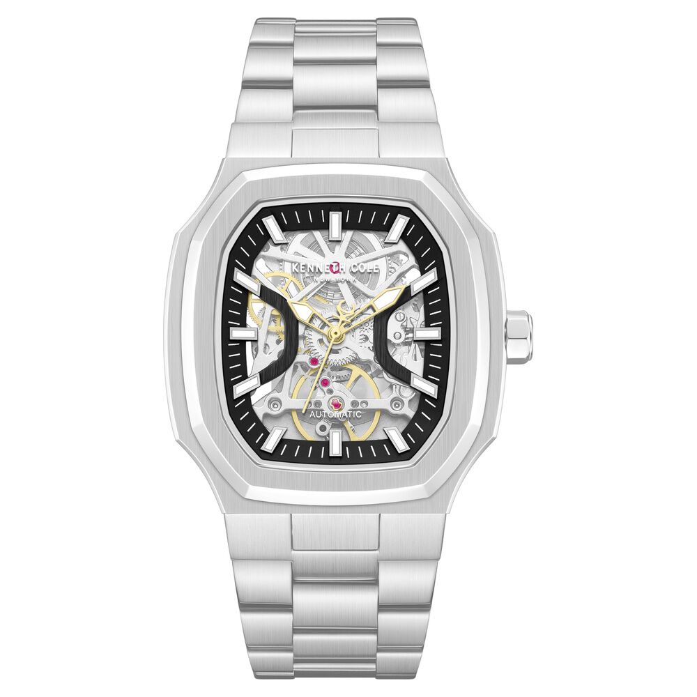 Kenneth Cole Automatic Black Dial Silver Stainless Steel Strap Watch For Men-image-36
