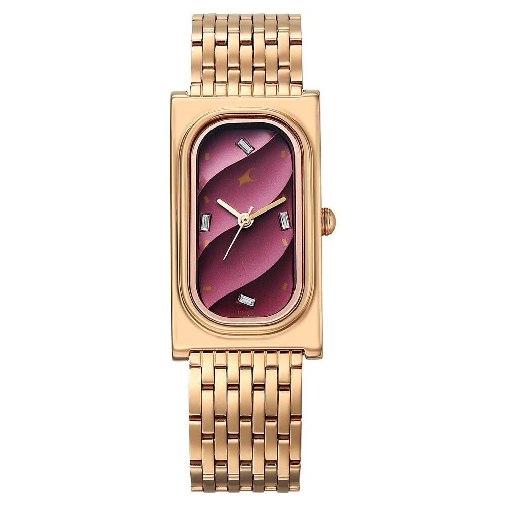 Fastrack Gelato rosegold analog bracelet watch with Plum dial for Girls-picture-15