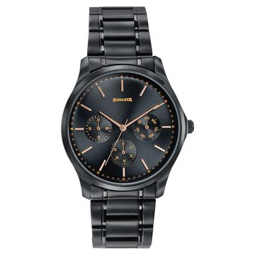 Sonata Men's Work Wear black Watch - Premium Multifunction design for everyday style