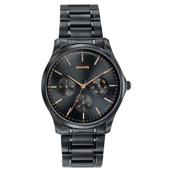Sonata Men's Work Wear black Watch - Premium Multifunction design for everyday style - image number 0