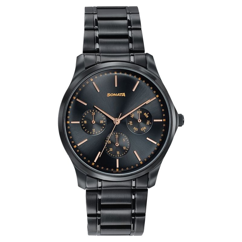 Sonata Men's Work Wear black Watch - Premium Multifunction design for everyday style