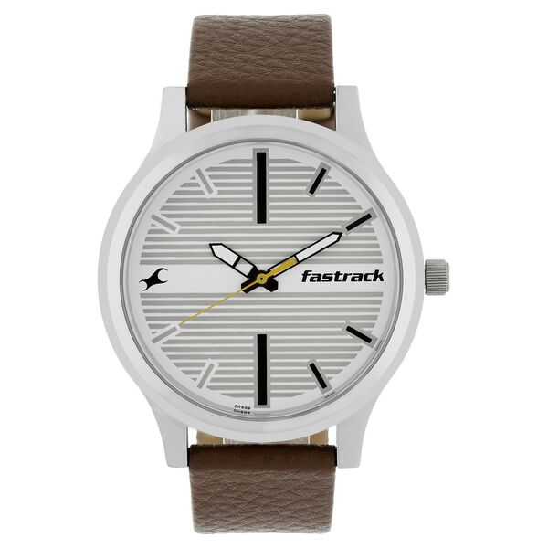 Fastrack Fundamentals Quartz Analog White Dial Leather Strap Watch for Guys - image number 0