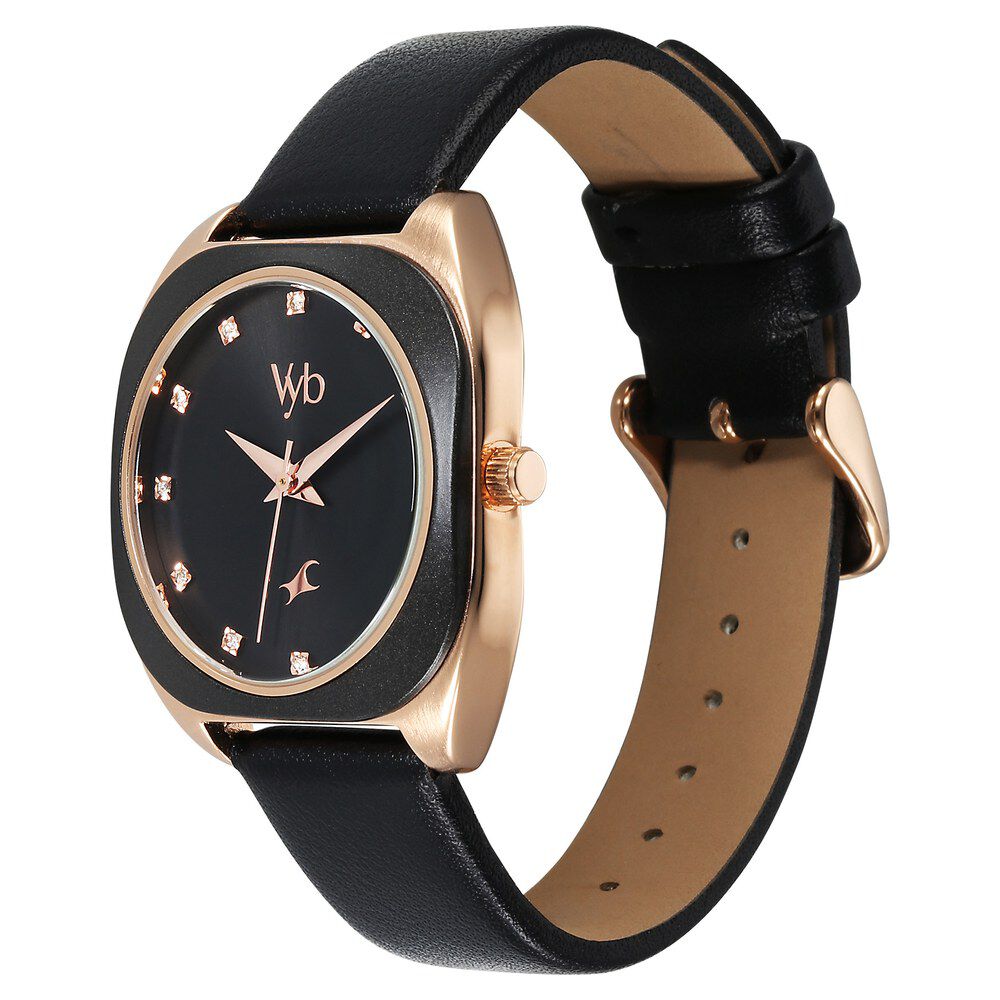 Buy Online Vyb Muse By Fastrack Quartz Analog Black Dial Leather