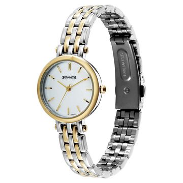 Sonata Eternia Quartz Analog White Dial Metal Strap Watch For Women