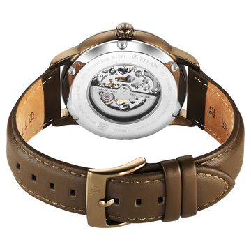 Titan Automatic Color Upgrade Brown Dial Brown Color Leather Strap Watch For Men