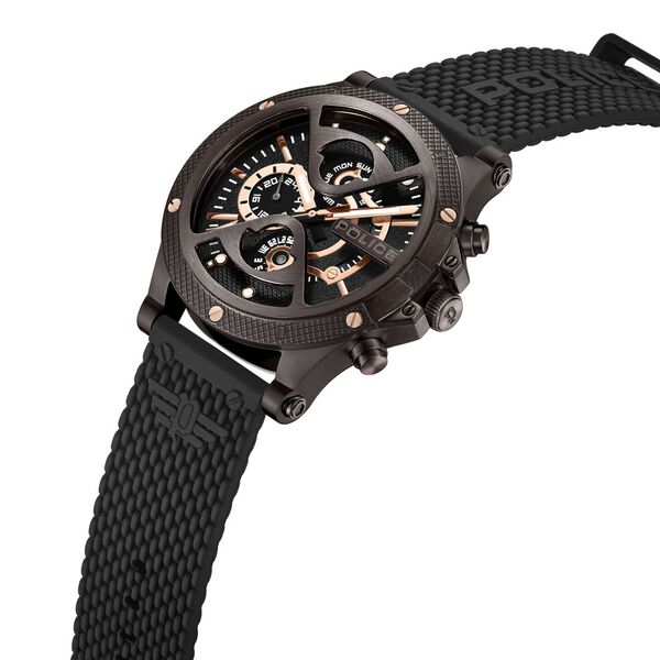 Police Multifunction Black Dial Silicone Strap Watch For Men - image number 3