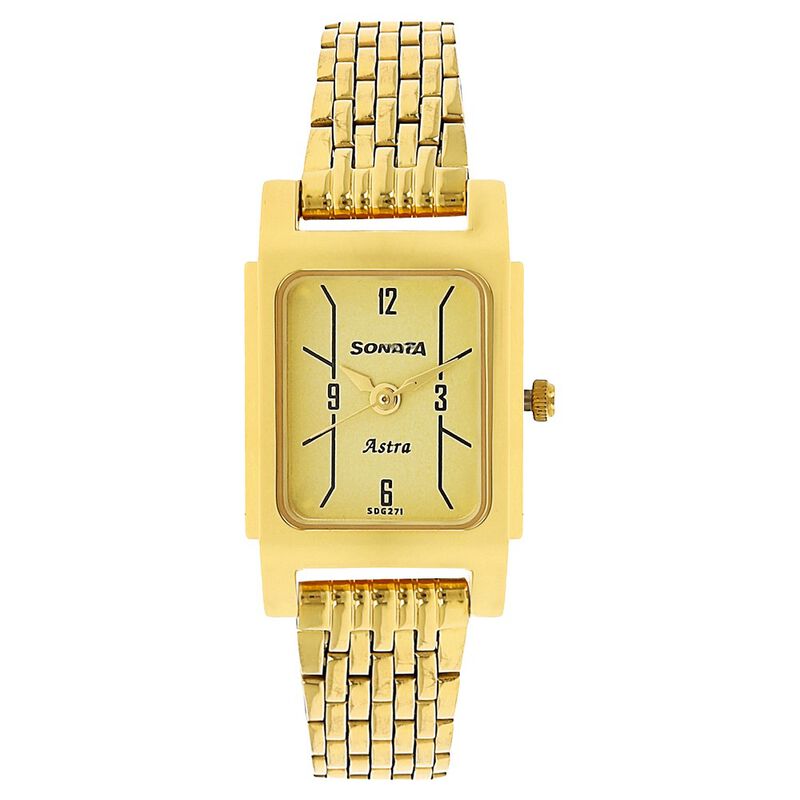 Sonata Quartz Analog Champagne Dial Stainless Steel Strap Watch for Women - image number 0