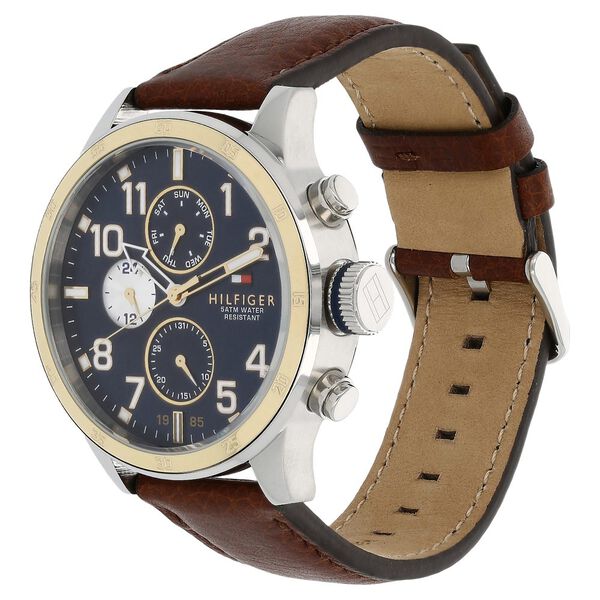 Tommy Hilfiger Quartz Multifunction Blue Dial Leather Strap Watch for Men - image number 1