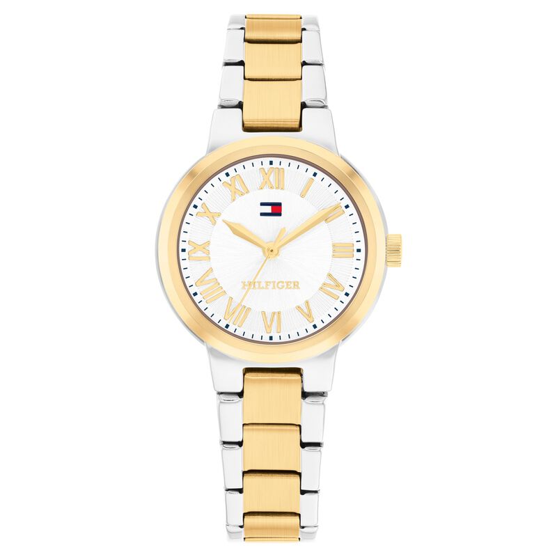 Tommy Hilfiger Quartz Analog White Dial Two Toned Stainless Steel Strap Watch For Women