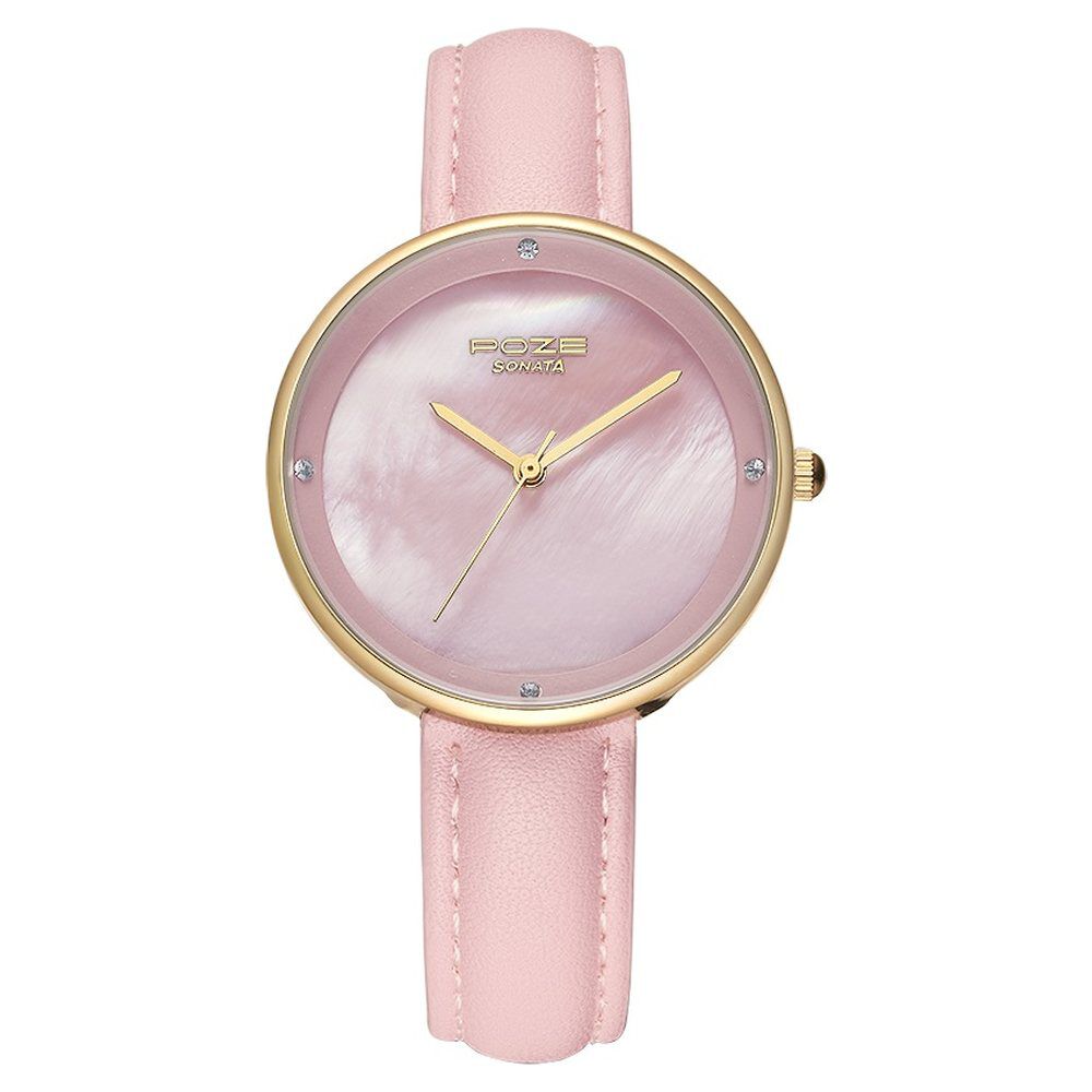 Poze by Sonata Quartz Analog Pink Dial PU Leather Strap Watch for Women-image-28