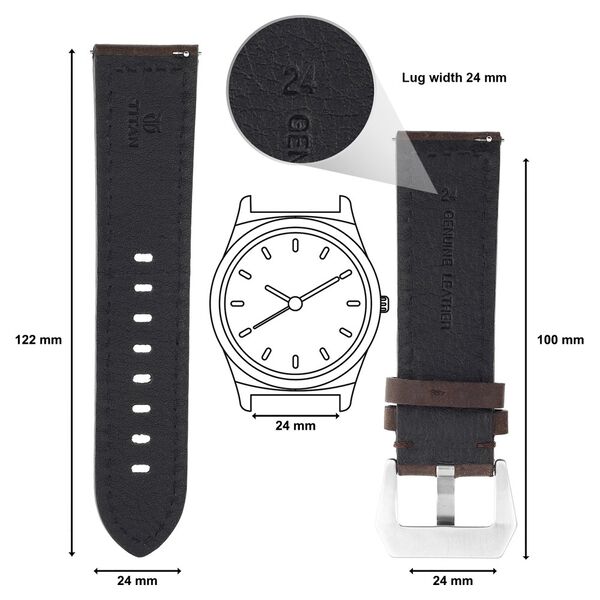 24 mm Brown Genuine Leather Straps for Men - image number 1