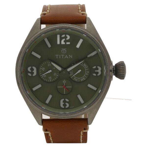 Titan Analog Green Dial Date Leather Strap watch for Men - image number 0