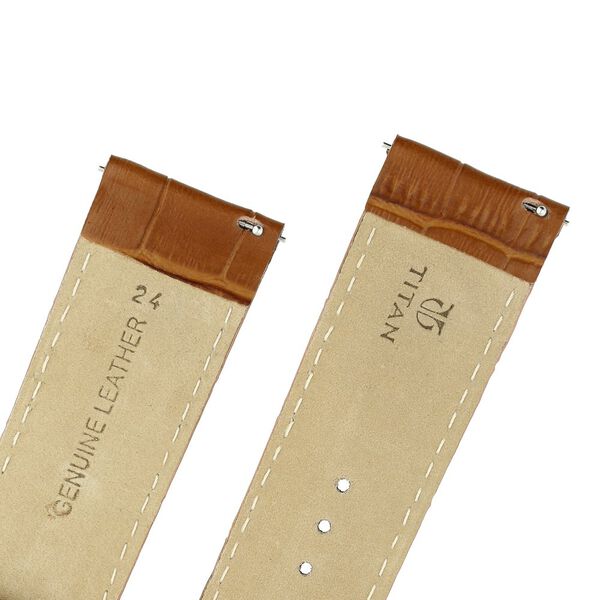 24 mm Tan Genuine Leather Strap for Men - image number 4