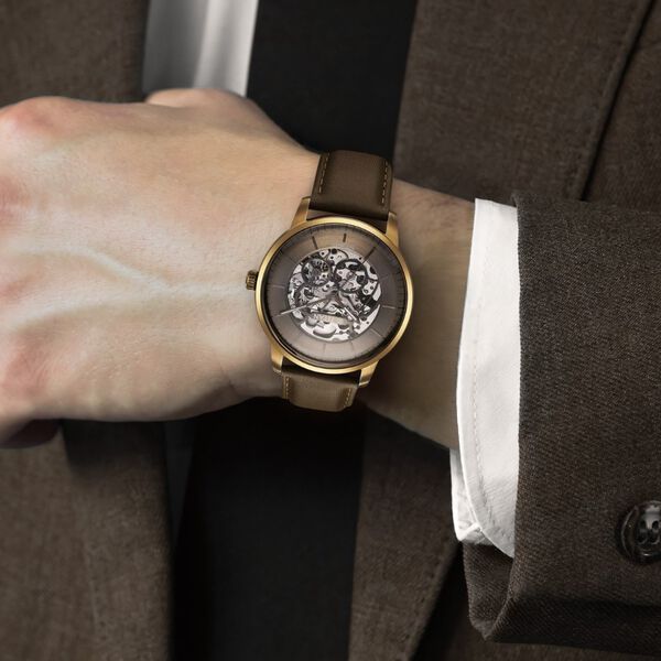 Titan Automatic Color Upgrade Brown Dial Brown Leather Strap Watch For Men - image number 4