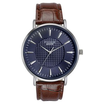 Sonata Poze Quartz Analog Blue Dial Leather Strap Watch for Men