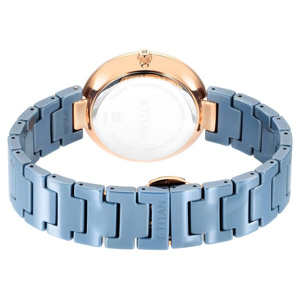 Titan Purple Ceramics Blue Dial Analog Ceramic Strap Watch for Women - image number 4