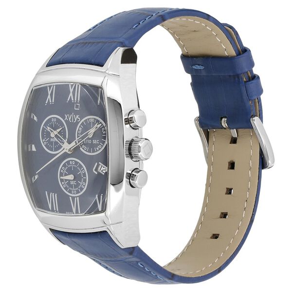 Xylys Swiss Chronograph Grey Leather Strap and Blue Dial Watch For Men - image number 1