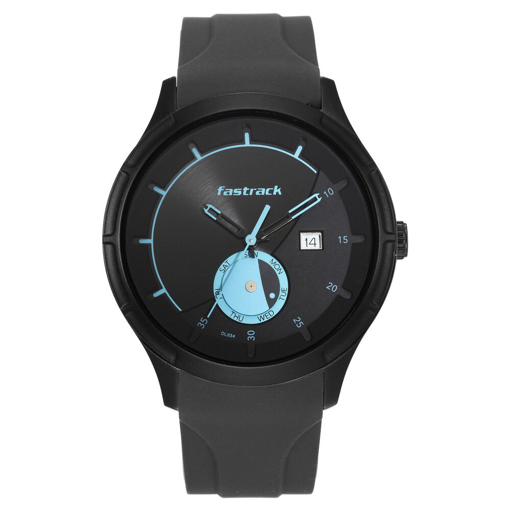 Buy Online Fastrack Urban Bounce Quartz Analog Black Dial Silicone Strap Watch for Guys 3268np02 Titan