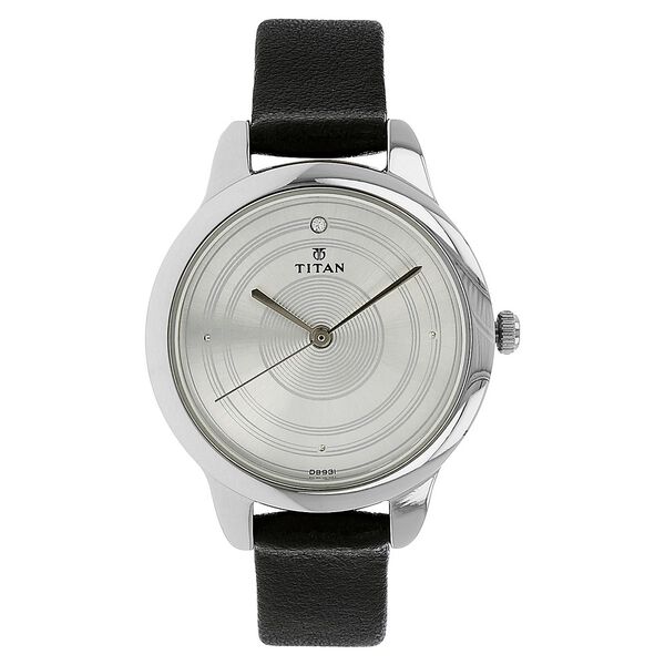 Titan Quartz Analog Silver Dial Leather Strap Watch for Women - image number 0