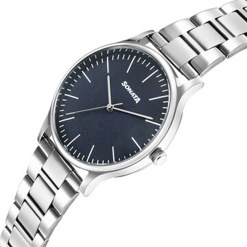 Sonata Aspire Quartz Analog Blue Dial Stainless Steel Strap Watch For Men