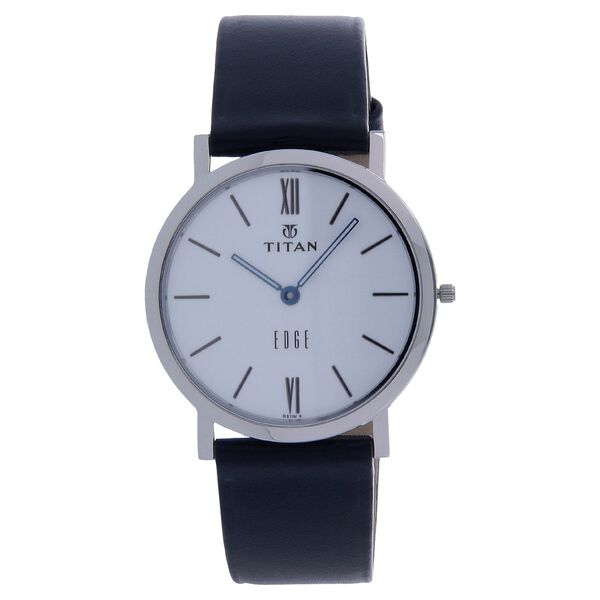 Titan Edge Quartz Analog White Dial Black Leather Strap Watch For Men - image number 0