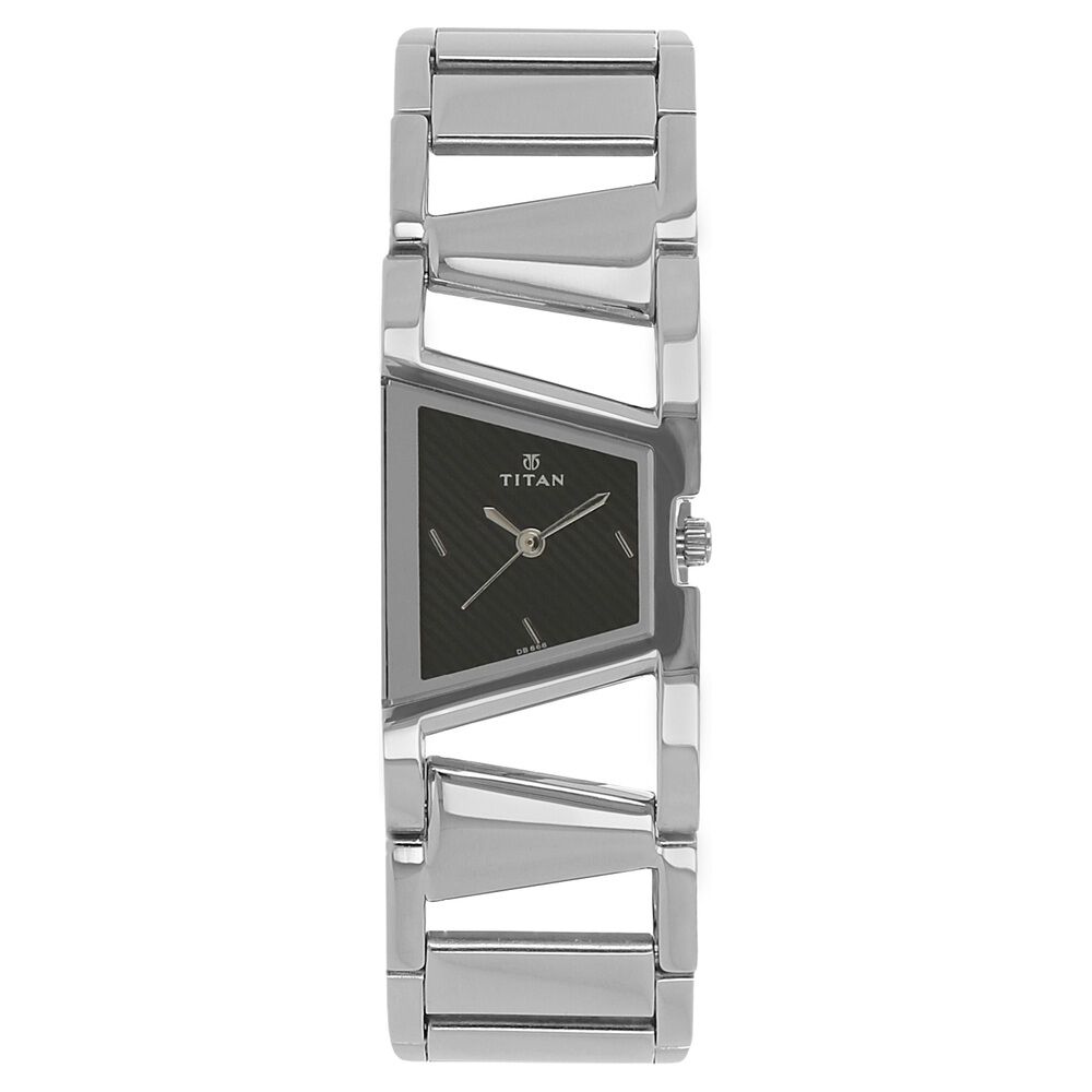 Buy Online Titan Quartz Analog Black Dial Stainless Steel Strap