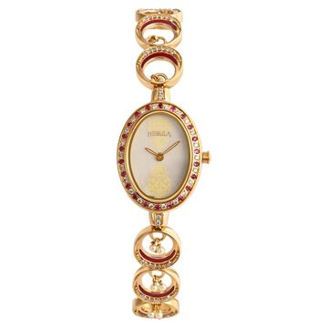Titan Nebula Jewels 18k Gold Analog with Diamonds and Rubies Watch for Women