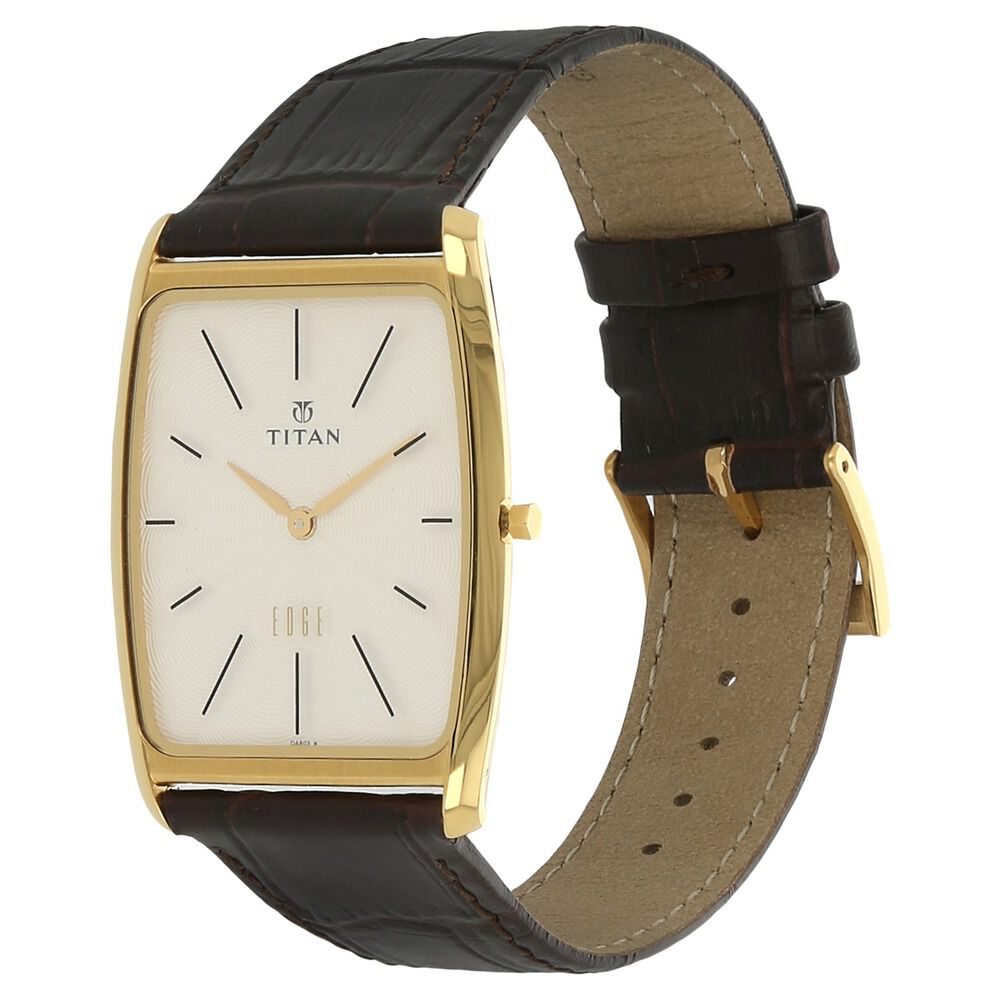 Buy Online Titan Quartz Analog White Dial Leather Strap Watch for Men nh1596yl01 Titan