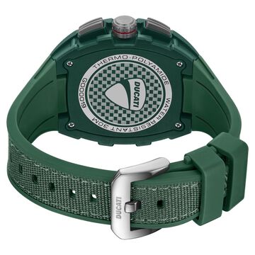 Ducati Quartz Multifunction Black Dial Green Silicone Strap Watch For Men
