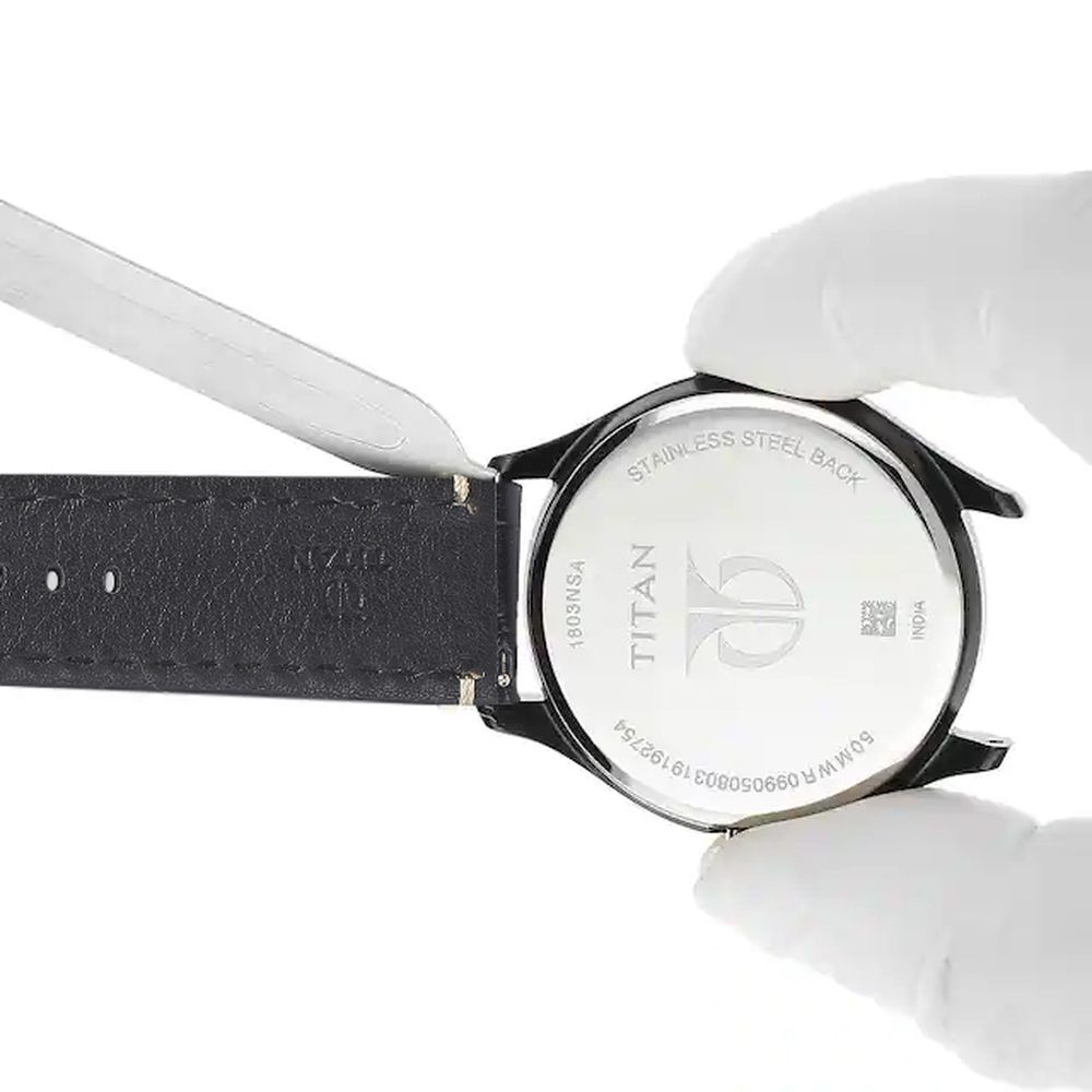 Buy Online 24 mm Black Genuine Leather Straps for Men 1001075024s p Titan