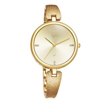 Fastrack Vyb Diva Quartz Analog Golden Dial Metal Strap Watch for Girls