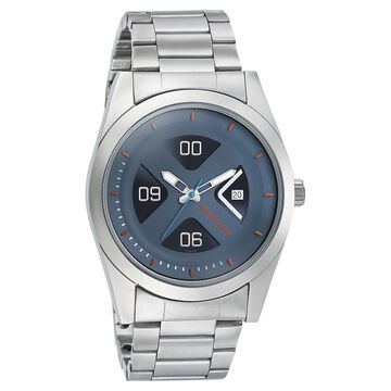 Fastrack Go Skate Quartz Analog with Date Blue Dial Stainless Steel Strap Watch for Guys