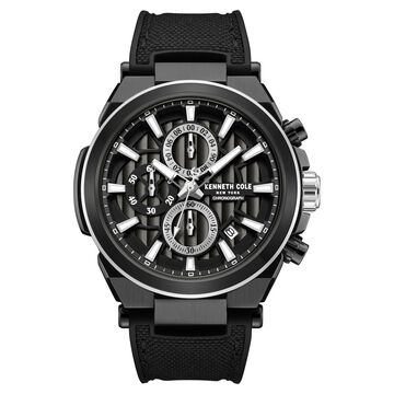 Kenneth Cole Quartz Multifunction Black Dial Black Colour Silicone Strap Watch For Men