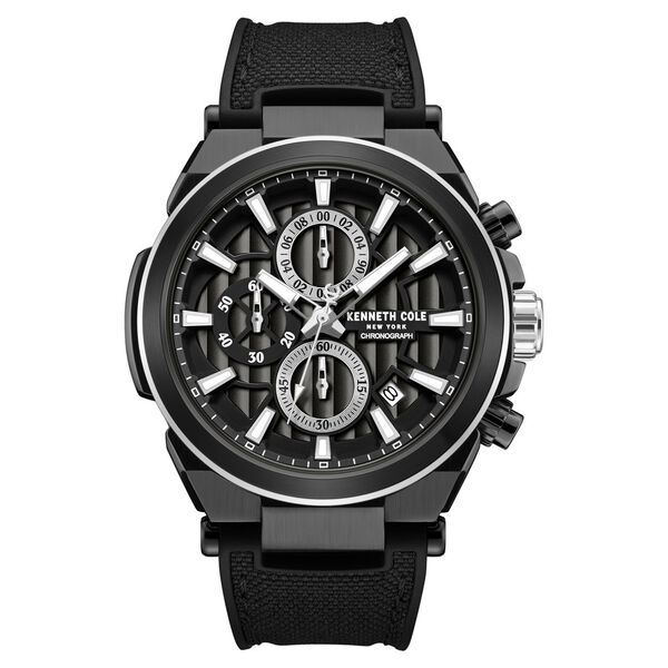 Kenneth Cole Quartz Multifunction Black Dial Black Colour Silicone Strap Watch For Men - image number 0