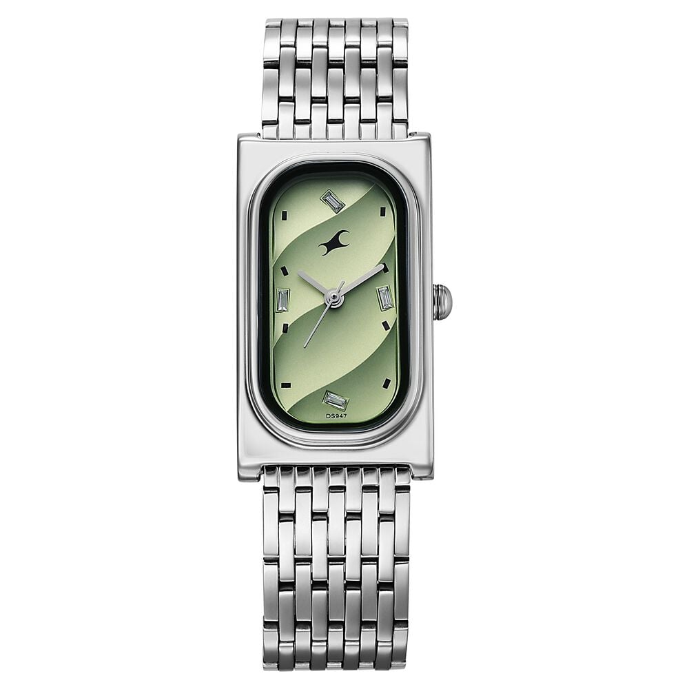 Fastrack Gelato silver analog bracelet watch with Matcha Green dial for Girls-image-9