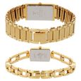 Titan Quartz Analog with Date Champagne Dial Stainless Steel Strap Watch for Couple - image number 3