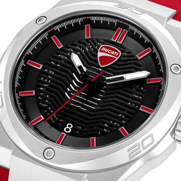 Ducati Quartz Analog Black Dial Red Silicone Strap Watch For Men