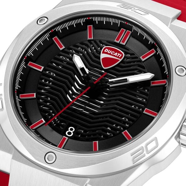 Ducati Quartz Analog Black Dial Red Silicone Strap Watch For Men - image number 3