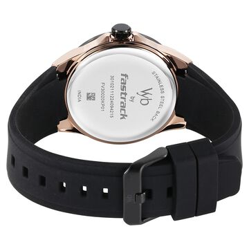 Vyb Challenger By Fastrack Quartz Analog Black Dial Silicone Strap Watch For Guys