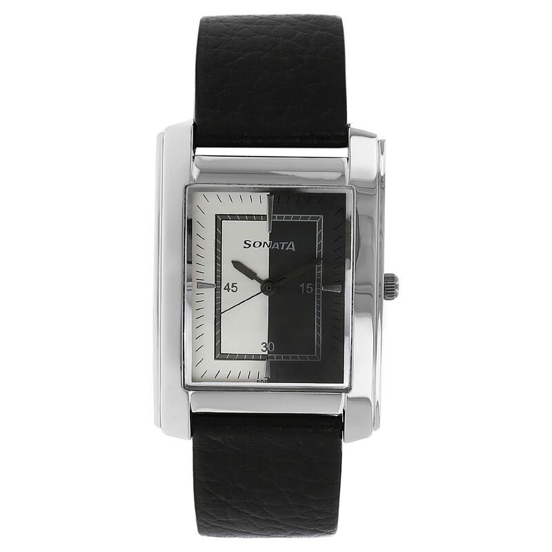Sonata Quartz Analog Grey Dial Leather Strap Watch for Men