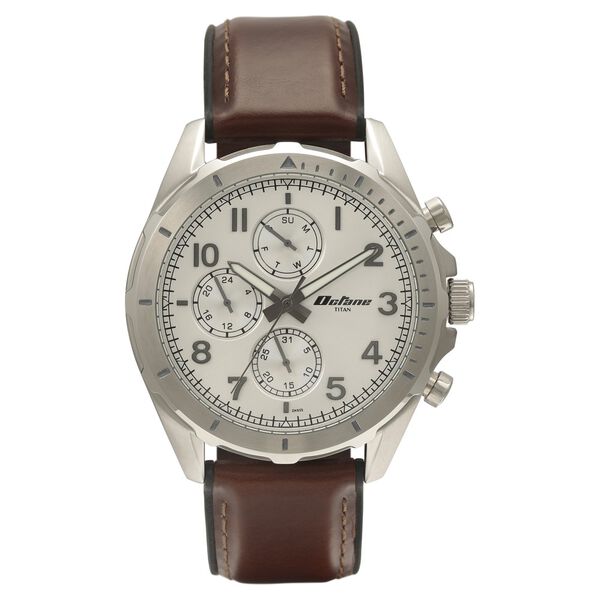 Titan Quartz Multifunction Silver Dial Silicone and Leather Strap watch for Men - image number 1