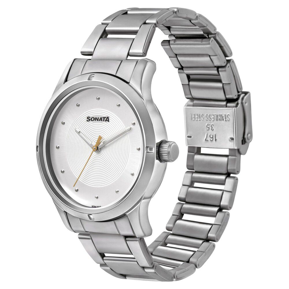 Buy Online Sonata Women of Steel Silver Dial Metal Strap Watch for
