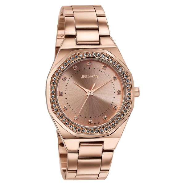 Sonata Jashn Quartz Analog Rose Gold Dial Rose Gold Metal Strap Watch For Women - image number 1