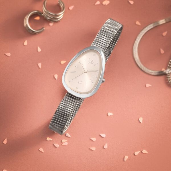 Vyb Prodigy By Fastrack Quartz Analog Silver Dial Metal Strap Watch For Girls - image number 0