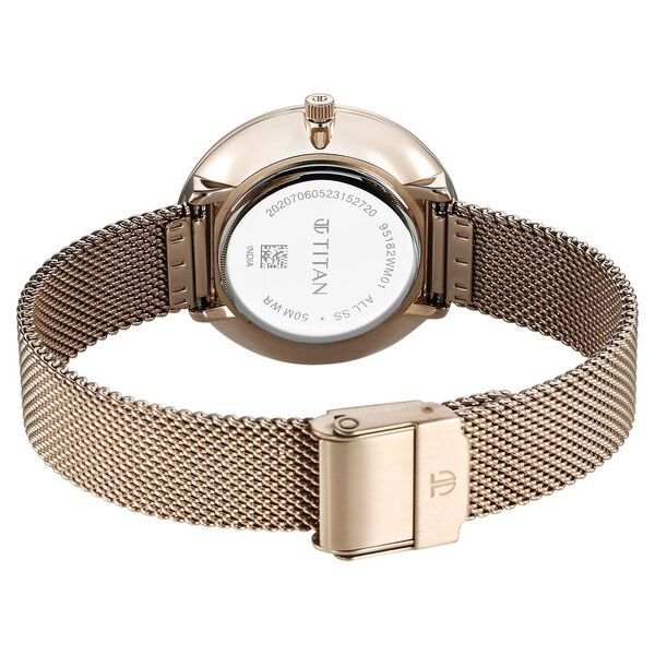 Titan Slimline Quartz Analog Pink Dial Rose Gold Stainless Steel Strap Watch for Women - image number 4