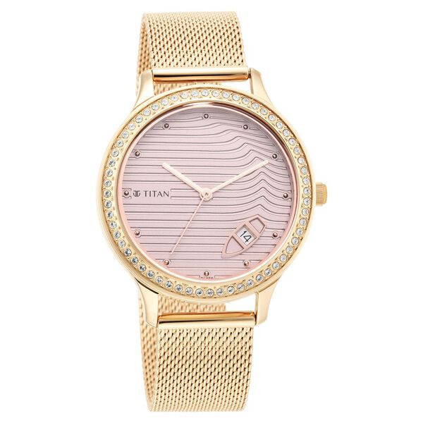 Titan Wander Light Brown Dial Analog Stainless Steel Strap Watch for Women - image number 0